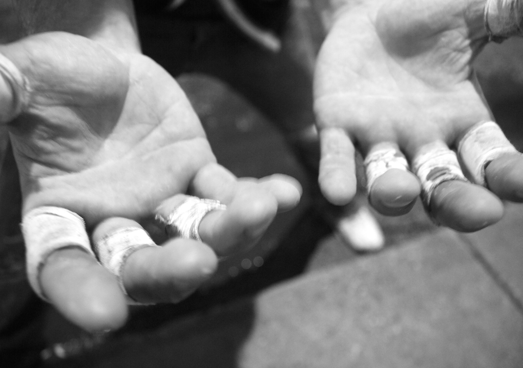 Brutal Hands · performance documentation · b&w photo