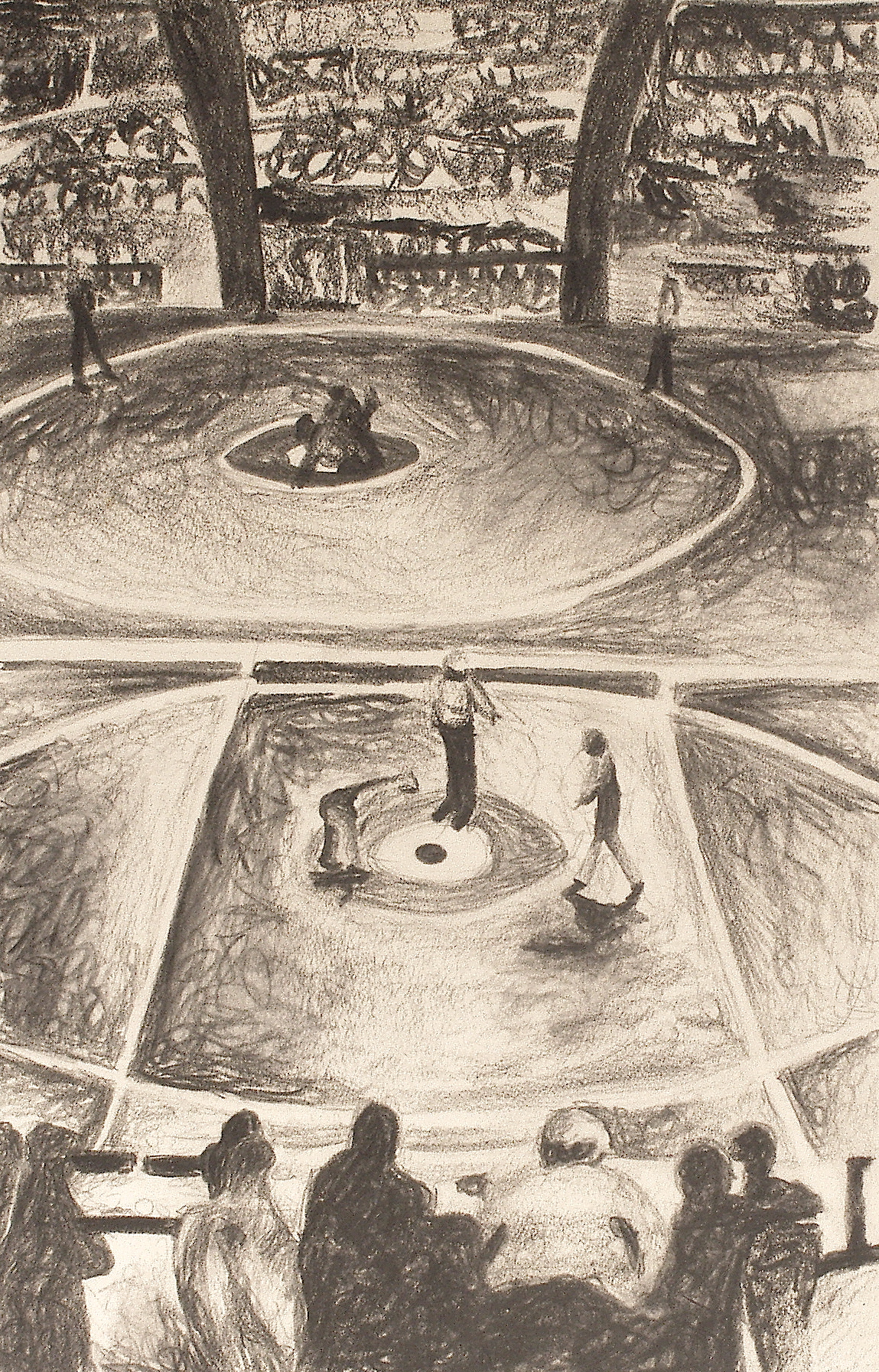 Meet · charcoal on paper · wrestling portfolio